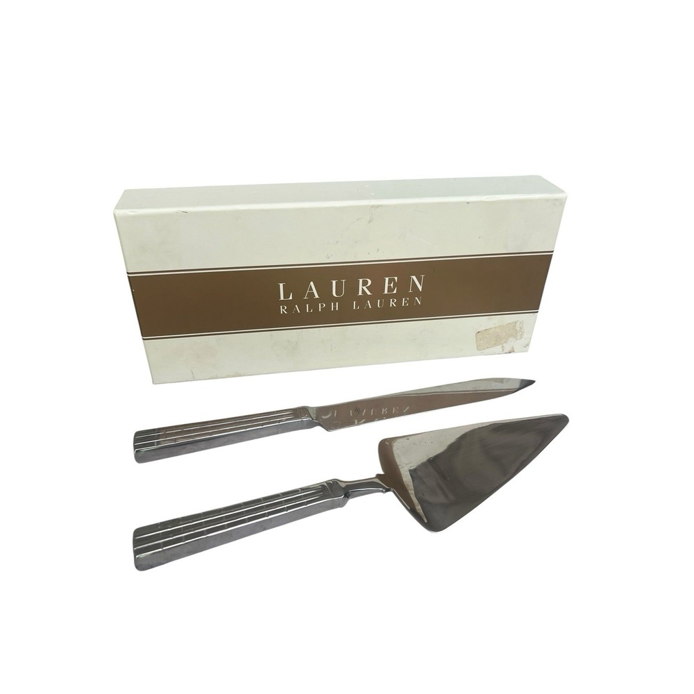 Ralph Lauren Watchband Cake Knife And Server Stainless Steel Set